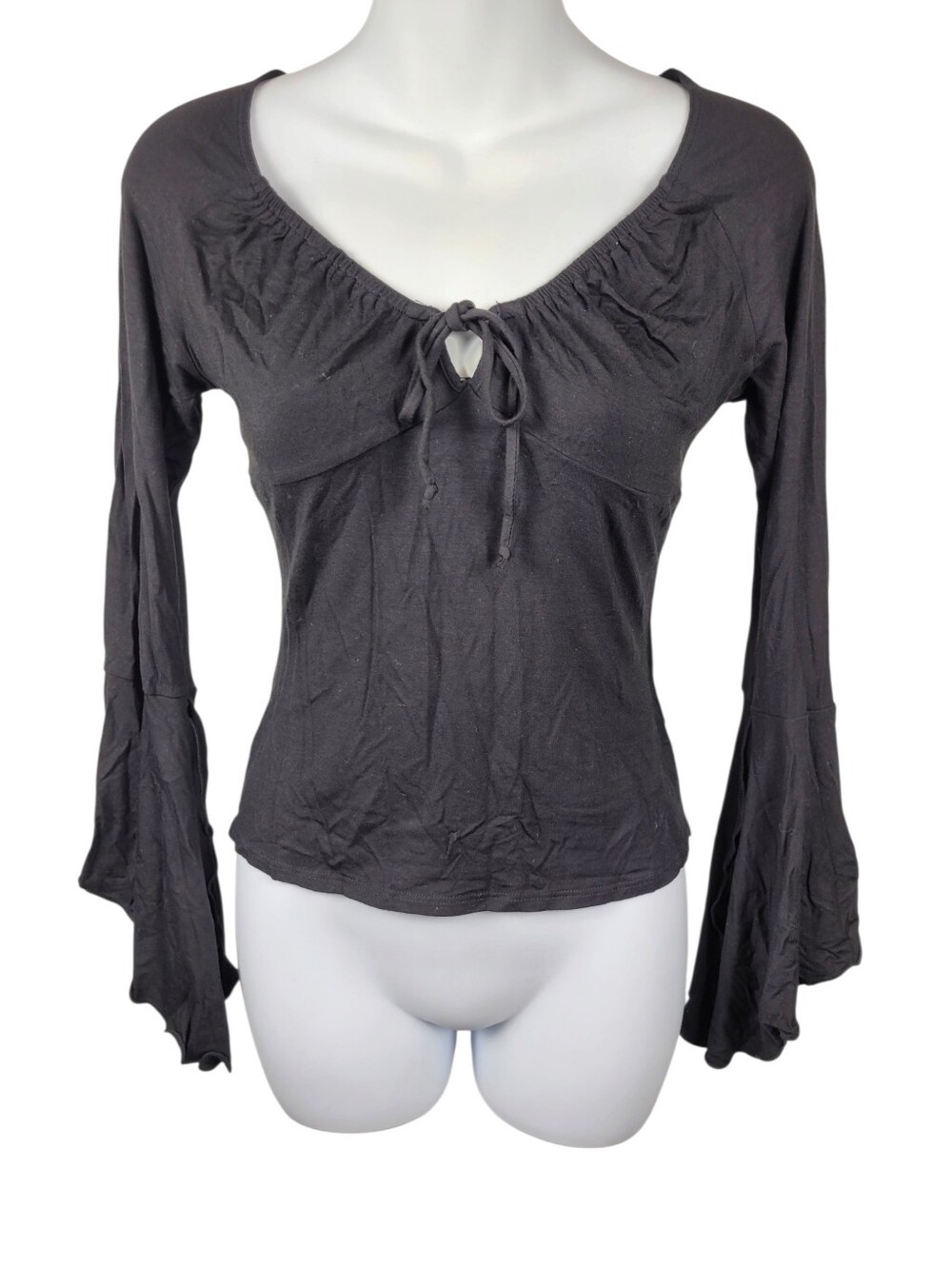 Y2K Guess Collection Black Bell Sleeves Top Blouse Made in USA Size: Small